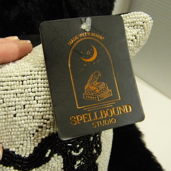 Spellbound Beaded Dancing Skeleton Decorative Throw Pillow Halloween Whimsy NWT - Picture 3 of 5